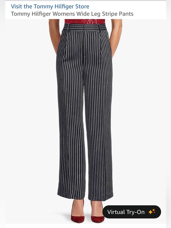 Tommy Hilfiger Pants - Tommy Hilfiger Black and White Vertical Stripe Wide-Leg Pants